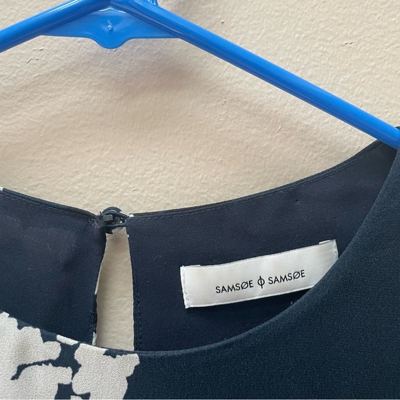 Samsoe & Samsoe Marice Blue Long Sleeve Floral Print Chiffon Dress Size S - Picture 4 of 8